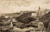 Biarritz: vista del Puerto de Pescadores, de la Iglesia Ste. Eugénie, del Casino y de los Baños Napoleón, tomada desde la atalaya.