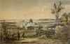 Ataque sobre la ciudad de Irun, realizado conjuntamente por la Legión Británica y las fuerzas cristinas el 17 de mayo de 1837: a la izquierda, una vista lejana de Hondarribia, y a la derecha, el pueblo de Hendaia