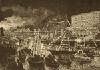 Corte en Bilbao, la : la gran iluminación del 12 : aspecto de la ría en el acto de llegar S.M. la Reina regente, a bordo de la real falúa, junto al puente del Arenal