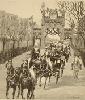 Entrevista de SS.MM. las Reinas de Inglaterra y de España : San Sebastián : entrada de SS.MM. en la población, en el momento de pasar la regia comitiva por el arco de la Diputación, en la Avenida de la Libertad