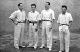 Ignazio Kortabitarte, Eugenio Bolinaga, Migel Gallastegi eta Zurdo de Mondragon (Jose Etxeberria) pilotariak Eibarko Astelena pilotalekuan
